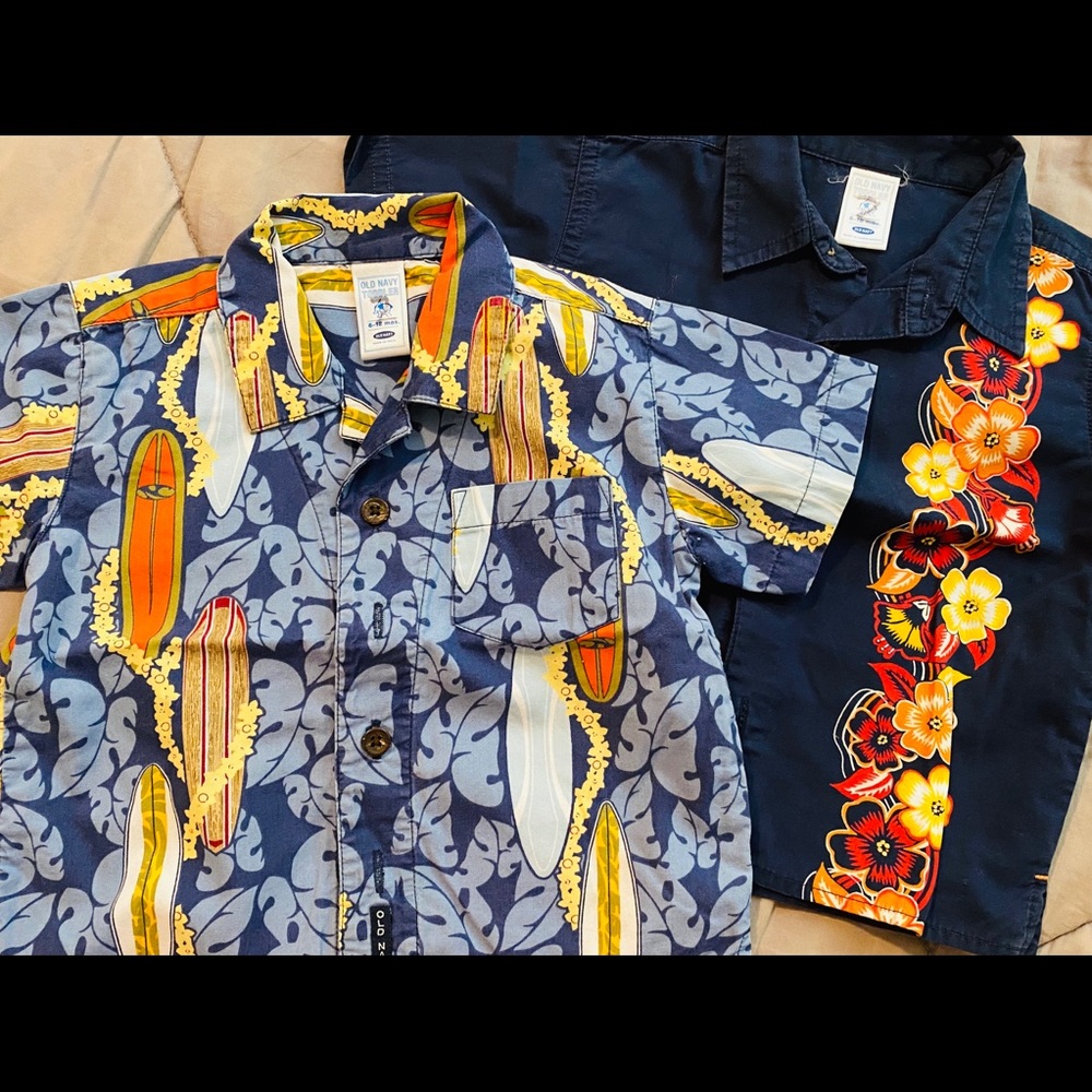 old navy hawaiian shirts boys 6-12mo - lot of 2